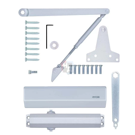 Доводчик дверной накладной RYOBI D-2550 EN1-4 BC SILVER хром универсальная тяга (80кг)