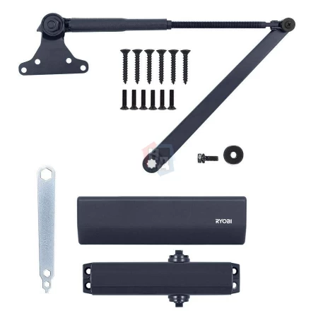 Доводчик дверной накладной RYOBI DS-1554 EN2/3 GREY_ANTHRACITE серый параллельная тяга (60кг)