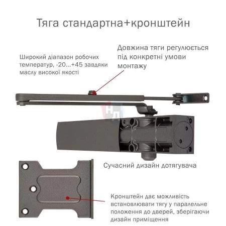 Доводчик дверной накладной RYOBI LIM D-1200 EN2/3/4 BC METALLIC_BRONZE коричневый универсальная тяга (80кг)