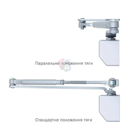 Доводчик дверной накладной RYOBI D-1554 EN2/3/4 SILVER хром универсальная тяга (80кг)