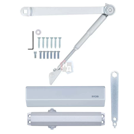 Доводчик дверной накладной RYOBI DS-2055V EN3/4/5 BC SILVER хром стандартная тяга (100кг)
