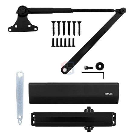 Доводчик дверной накладной RYOBI DS-2055P EN4 BC BLACK черный параллельная тяга (80кг)