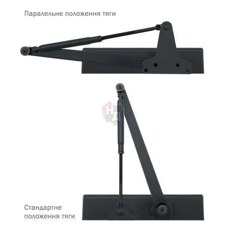 Доводчик дверной накладной RYOBI D-2055V EN3/4/5 BC BLACK черный универсальная тяга (100кг)