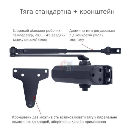 Доводчик дверной накладной RYOBI D-2550 EN1-4 BC GREY_ANTHRACITE серый универсальная тяга (80кг)