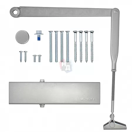Доводчик дверной CISA C1611.03.0.97 Professional Plus2 BC STD HO с фиксацией серый EN2-4 (80кг)