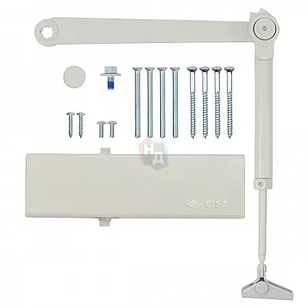 Доводчик дверной CISA C1611.05.0.45 Professional Plus2 BC STD HO с фиксацией белый EN2-6 (120кг)