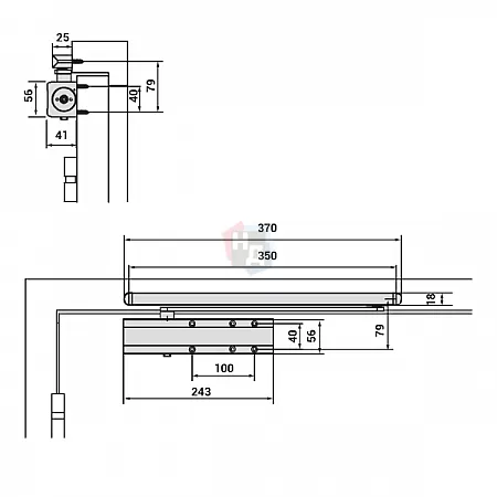 Доводчик дверной CISA D5210.03.0.45 BC SLD HO с фиксацией белый EN1-4 (80кг)