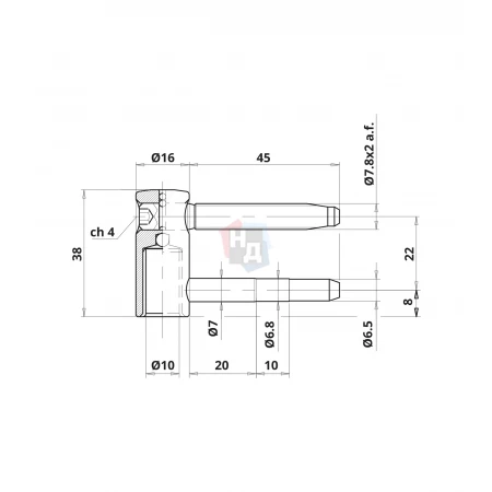 Петля штыревая Otlav Exacta 3D 495 d16 (CF495160H502-CG495160H502) оцинкованная