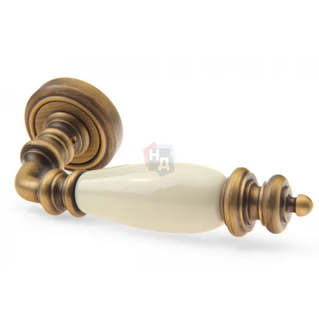 Дверная ручка Fadex Siena Ceramic V B02 бронза матовая / бежевая керамика