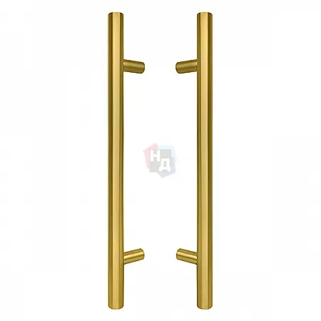 Дверная ручка скоба ABARO Bali 90° L:600 X:400 D:32mm SS 304 золото PVD (комплект)