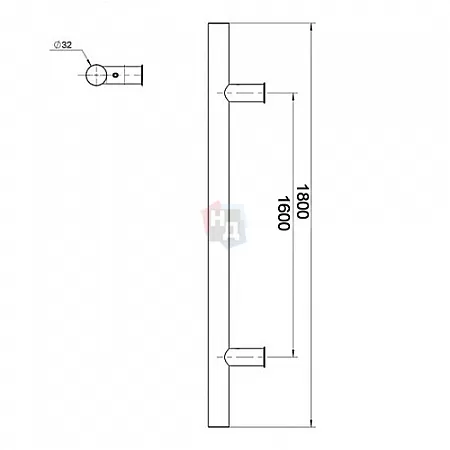 Дверная ручка скоба ABARO Bali 90° L:1800 X:1600 D:32mm SS сталь нержавеющая (комплект)