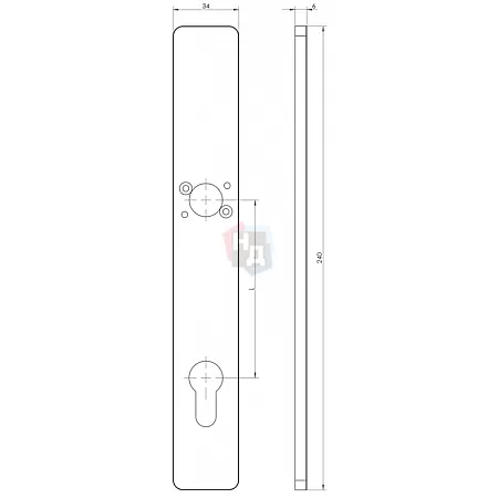 Дверная ручка на планке PZ WALA H6S26/S5S34G6 черный анодированный
