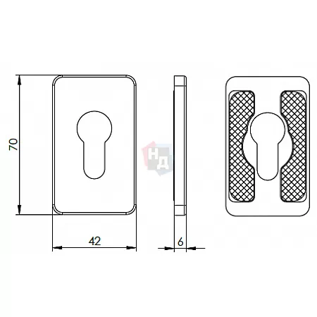 Декоративная накладка PZ WALA (ширина пластины 42 мм.) SZ4S42G6 (2 шт) покрытие INOX