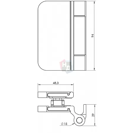 Петля для стеклянных дверей WALA WTB8010441X (94x48.3) черный