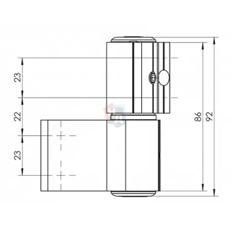 Петля дверная накладная 2-створчатая угловая WALA WX H:92 W:74.5 RAL 9005 черный (160кг)