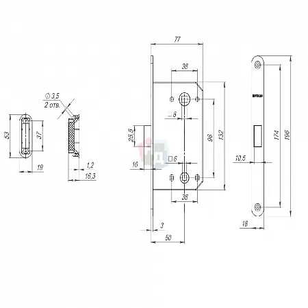 Замок межкомнатный магнитный WC Fuaro M96WC-50GR графит