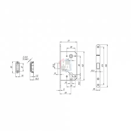 Замок межкомнатный магнитный PZ Fuaro M85C-50BL черный