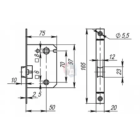 Замок межкомнатный WC Armadillo LH720-50AB бронза