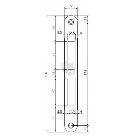 Ответная планка AGB под Sicurezza без отбойника латунь (B80851.50.03)