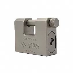 Замок навесной CISA 28550.75 никель матовый (75 мм, 2 ключа)