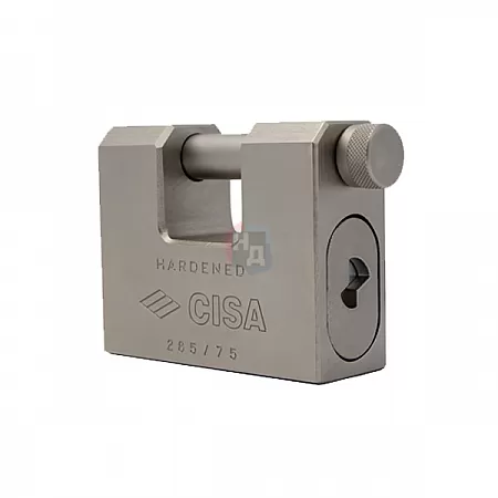 Замок навесной CISA 28550.75 никель матовый (75 мм, 2 ключа)