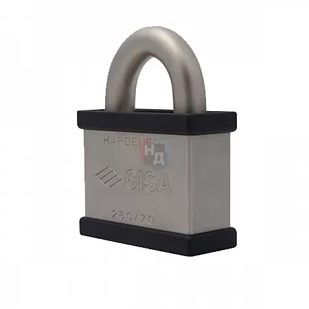Замок навесной CISA 28050.70 никель матовый,черный (70 мм, 2 ключа)