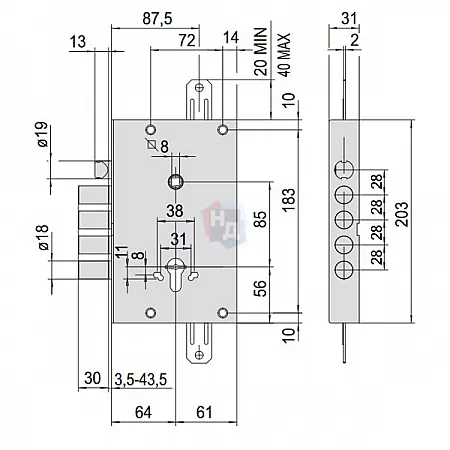 Замок врезной CISA 56815 Comfortlock хром матовый (без торцевой планки)