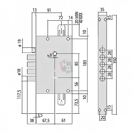 Замок врезной CISA 57685 ALPS хром матовый с перекодировкой