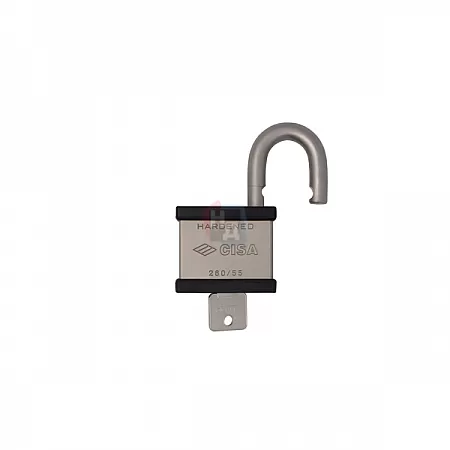 Замок навесной CISA 28050.55 никель матовый,черный (55 мм, 2 ключа)