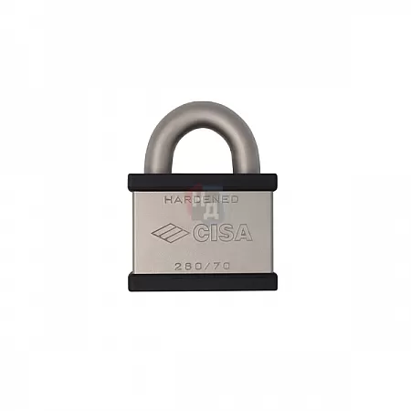 Замок навесной CISA 28050.70 никель матовый,черный (70 мм, 2 ключа)