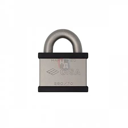 Замок навесной CISA 28050.70 никель матовый,черный (70 мм, 2 ключа)