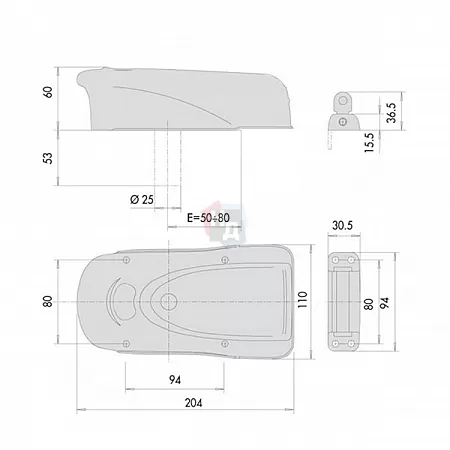 Замок накладной электромеханический CISA Elettrika 1A630 черный (BS50/60/70/80мм) открывание внутрь