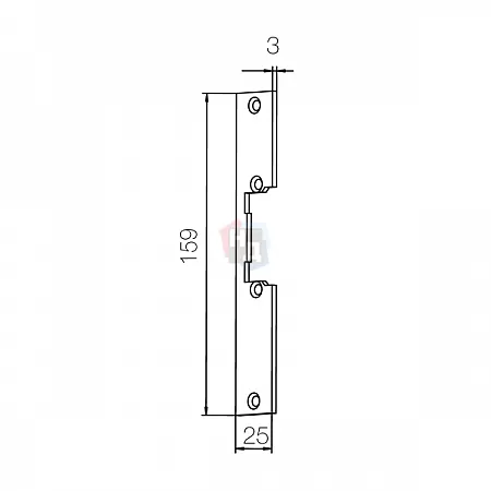 Ответная планка CISA 05005-12 короткая к электрозащелкам 15160, 15140, 15102, 15100 нержавеющая сталь