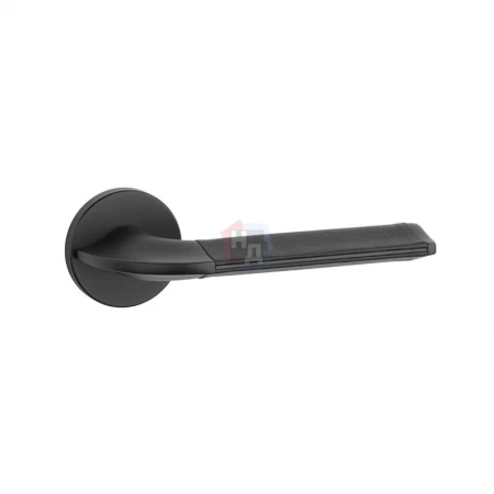Дверная ручка Aprile Detazia R 7S AS черный матовый/черная кожа