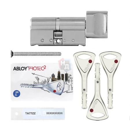 Цилиндр Abloy Protec 2 HARD 108 (32x76T) CY333 ключ-тумблер CR хром
