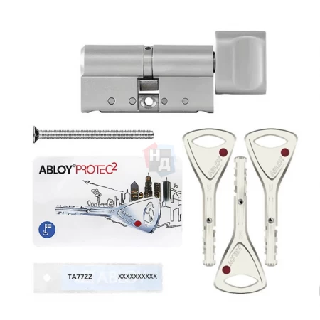 Цилиндр Abloy Protec 2 HARD 133 (57x76T) CY333 ключ-тумблер HCR хром матовый