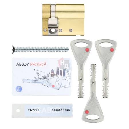 Цилиндр Abloy Protec 2 46,5 (10,5x36) CY321 ключ-половинка KILA латунь полированная