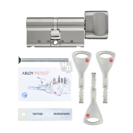 Цилиндр Abloy Protec 2 107 (31x76T) CY323 ключ-тумблер CR хром