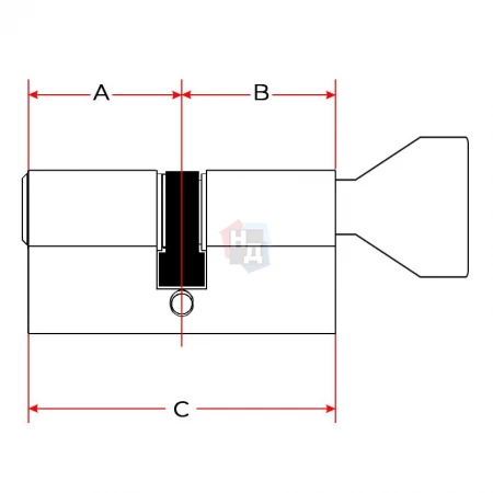 Цилиндр MUL-T-LOCK MTL600/Interactive+ 66 (31x35T) ключ-тумблер EB латунь