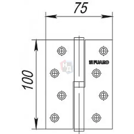 Петля дверная врезная Fuaro 413-4 100*75*2.5 бронза левая