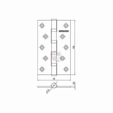 Петля дверная врезная Fuaro 4BB 125*75*2.5 бронза