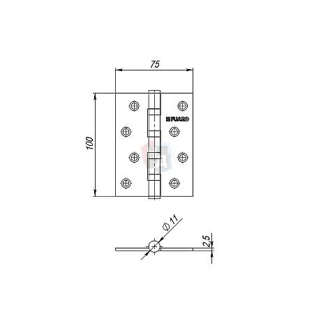 Петля дверная врезная Fuaro 4BB 100*75*2.5 графит