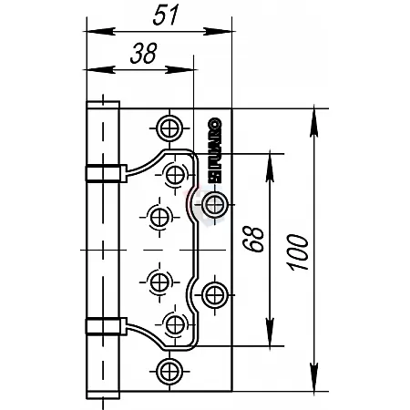 Петля дверная накладная Fuaro 500-2BB 100*75*2.5 латунь матовая