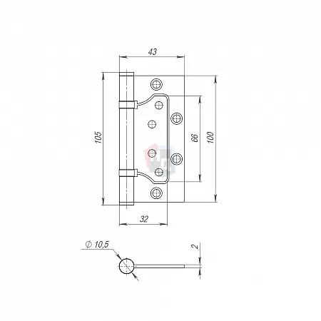 Петля дверная накладная Fuaro 300-2BB 100*64*2 черный (узкая)