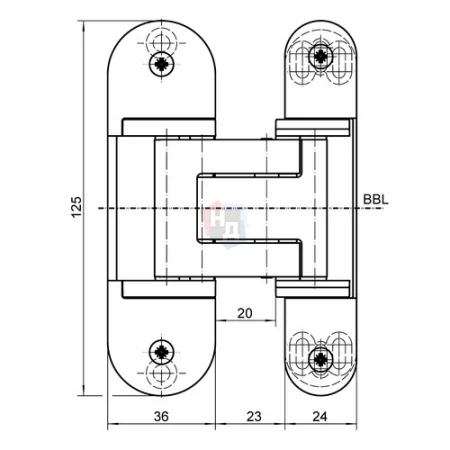 Петля дверная скрытая Simonswerk TE 311 3D FVZ 44 хром серебро (124) F1