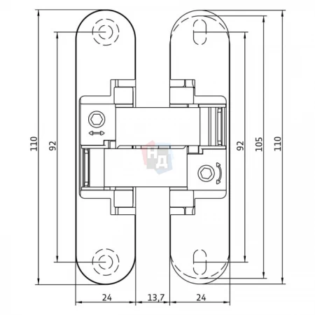 Петля дверная скрытая Anselmi 521 (AN 150 3D) 24x110 черный