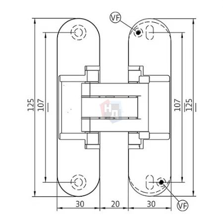 Петля дверная скрытая Anselmi AN 172 3D 30x125 белый