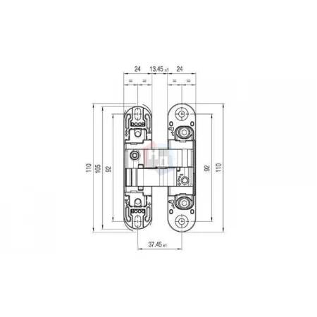 Петля врезная скрытая Hafele K1000 3D хром матовый