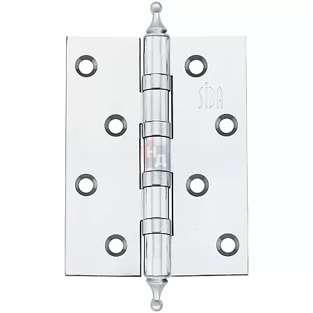 Петля дверная врезная SIBA 4BB 100*75*3 CP хром полированный универсальная (фигурная)