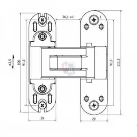 Петля дверная скрытая Cemom Estetic-A60 - 8060 хром матовый
